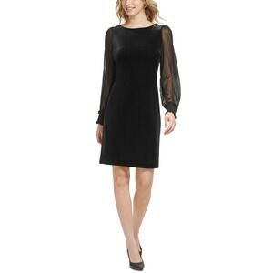 Karl Lagerfeld Paris Dress Womens 2 Black‎ Velvet Sheer Sleeve Gothic Party NWT